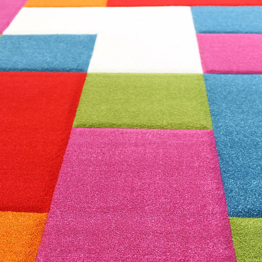 Xrugs Kids Playroom Rug Multi Colour Hand Carved Pattern Mat Childrens Bedroom Carpet