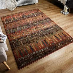 Xrug Oriental Designer Multicoloured Rug Nomad Abstract Tribal Ethnic Pattern Handwoven Look Extra Large Small Living Room Bedroom Colourful Carpet Runner