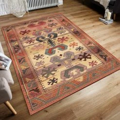Xrug Designer Rug Oriental Colourful Multicoloured Ethnic Nomad Tribal Pattern Handwoven Look Extra Large Small Living Room Bedroom Carpet Runner Mat
