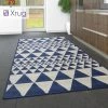 Xrugs Modern Kitchen Rug Runner Non Slip Navy Blue Cream Geometric Carpet Small Large Flat Weave Carpet Mat