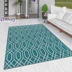 Xrug Outdoor Rug Duck Egg Blue Moroccan Trellis Pattern Geometric Mat For Decking Garden Patio Terrace Balcony Outdoor Rugs