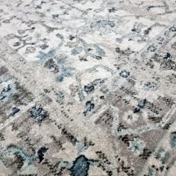 Xrugs Distressed Vintage Rug Grey Blue-Faded Border Oriental Design Large Area Carpet