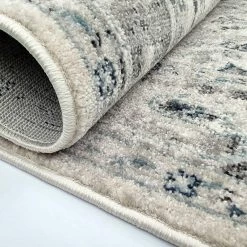 Xrugs Distressed Vintage Rug Grey Blue-Faded Border Oriental Design Large Area Carpet