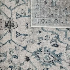 Xrugs Distressed Vintage Rug Grey Blue-Faded Border Oriental Design Large Area Carpet