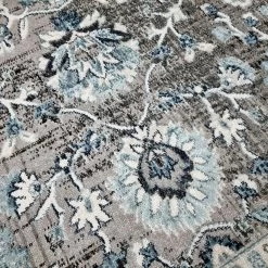 Xrugs Traditional Oriental Rugs Grey Blue Colours Border Floral Pattern Large Carpet Modern