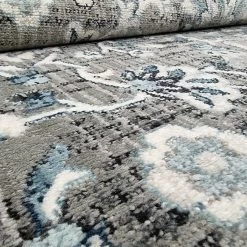 Xrugs Traditional Oriental Rugs Grey Blue Colours Border Floral Pattern Large Carpet Modern