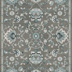 Xrugs Traditional Oriental Rugs Grey Blue Colours Border Floral Pattern Large Carpet Modern