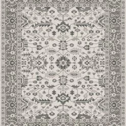Xrugs Oriental Rug Cream Grey Colours Modern Vintage Border Pattern Living Room Mats
