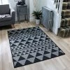 Xrugs Modern Non Slip Rug Indoor Grey Black Geometric SISAL Look Flatweave Carpet Large Small Runner