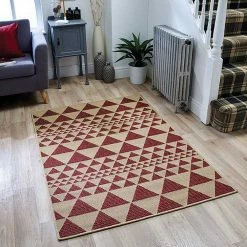 Xrugs Non Slip Rug Red Beige Indoor Flatweave Sisal Look Carpet Hallway Runner Large Small