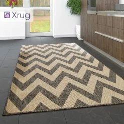Xrugs Modern Kitchen Rug Chevron Zig Zag Grey Beige Sisal Look Carpet Mat Runner Small Large