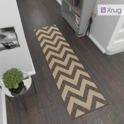 Xrugs Modern Kitchen Rug Chevron Zig Zag Grey Beige Sisal Look Carpet Mat Runner Small Large
