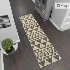 Xrugs Heavy Duty Kitchen Rug Non Slip Geometric Grey Beige Sisal Look Small Large Runner Carpet Mat Modern