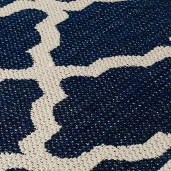 Xrugs Modern Anti Slip Rug Living Room Navy Blue Moroccan Trellis Flat Weave Carpet Small Large Runner