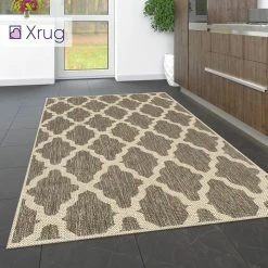 Xrugs Heavy Duty Kitchen Rug Grey Beige Sisal Look Trellis Carpet Mat Runner Small Large