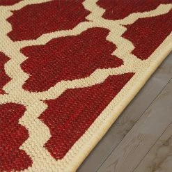 Xrugs Red Kitchen Rug Non Slip Moroccan Trellis Sisal Look Carpet Small Large Runner Mat