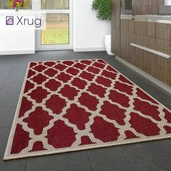 Xrugs Red Kitchen Rug Non Slip Moroccan Trellis Sisal Look Carpet Small Large Runner Mat
