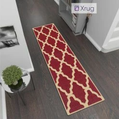 Xrugs Red Kitchen Rug Non Slip Moroccan Trellis Sisal Look Carpet Small Large Runner Mat