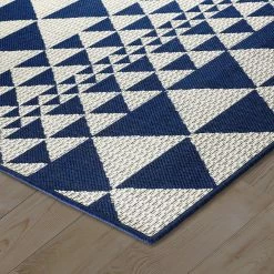Xrugs Non Slip Rug Indoor Navy Blue Cream Geometric Flatweave Sisal Look Living Room Carpet Hallway Runner Large Small Modern