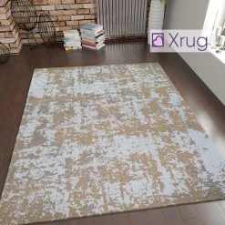 Xrugs Modern Abstract Rug Mustard Beige Cream 100% Cotton Large Small Woven Carpet Washable Flatweave Area Mat Cotton Rugs