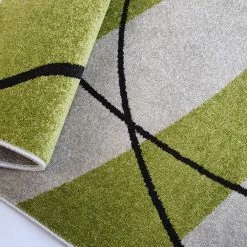 Xrugs Modern Сream And Green Rug Abstract Woven Living Room Bedroom Rug Carpet Mat Large Small