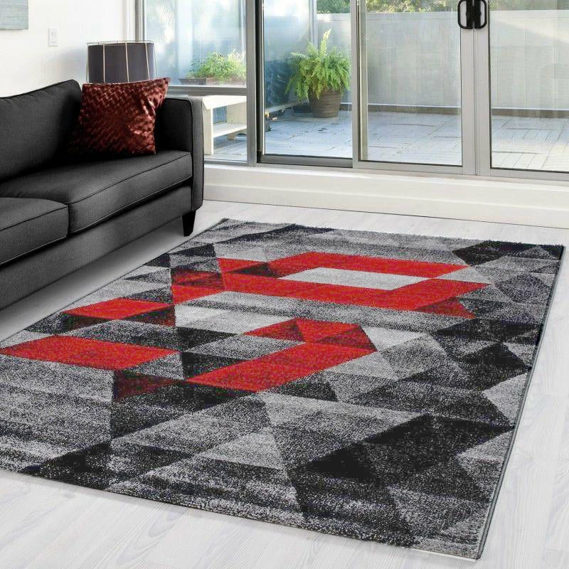Xrugs Geometric Rugs Modern Red Black Grey Diamond Carpet Large Living Room Hall Mats 1 Xrugs Geometric Rugs Modern Red Black Grey Diamond Carpet Large Living Room Hall Mats