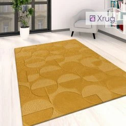 Xrugs Modern Yellow Geometric Rug Mustarde Ochre Bedroom Living Room Large Small Carpet Mat
