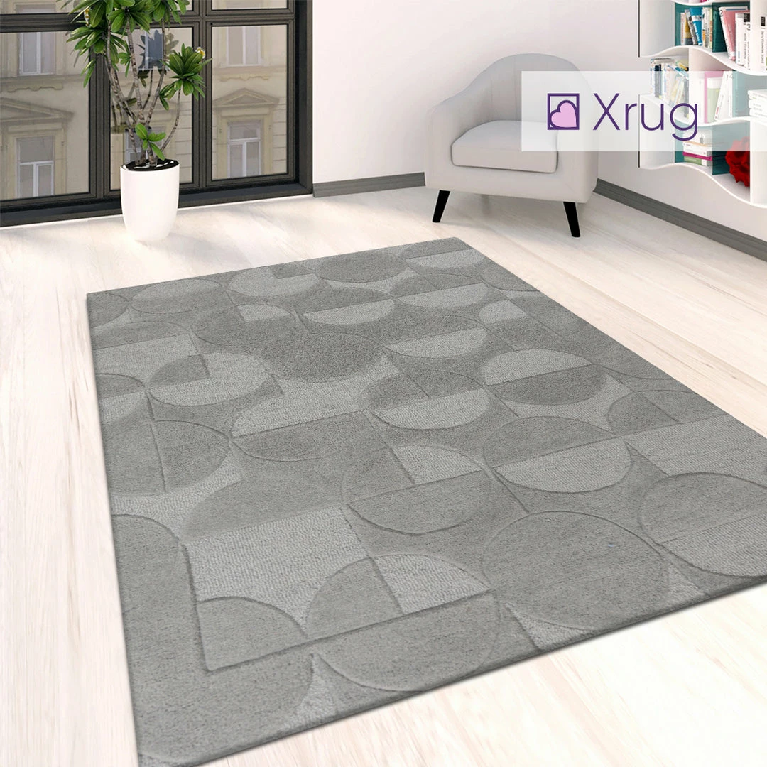 Xrugs Grey Rug Bedroom Living Room Plain Circle Tufted Pattern Large Small Carpet Mat 1 Xrugs Grey Rug Bedroom Living Room Plain Circle Tufted Pattern Large Small Carpet Mat