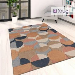 Xrugs Modern Rug Navy Beige Cream Multi Coloured Living Room Large Small Carpet Mat