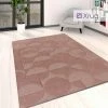 Xrugs Modern Dusky Pink Rug Geometric Dusty Plain Circle Pattern Woven Carpet Large Small Mat