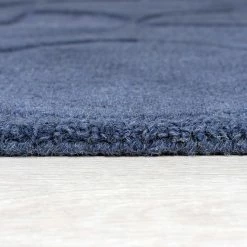 Xrugs Navy Blue Rug Plain Geometric Pattern Living Room Bedroom Carpet Mat Large Small Modern