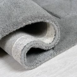 Xrugs Grey Rug Bedroom Living Room Plain Circle Tufted Pattern Large Small Carpet Mat