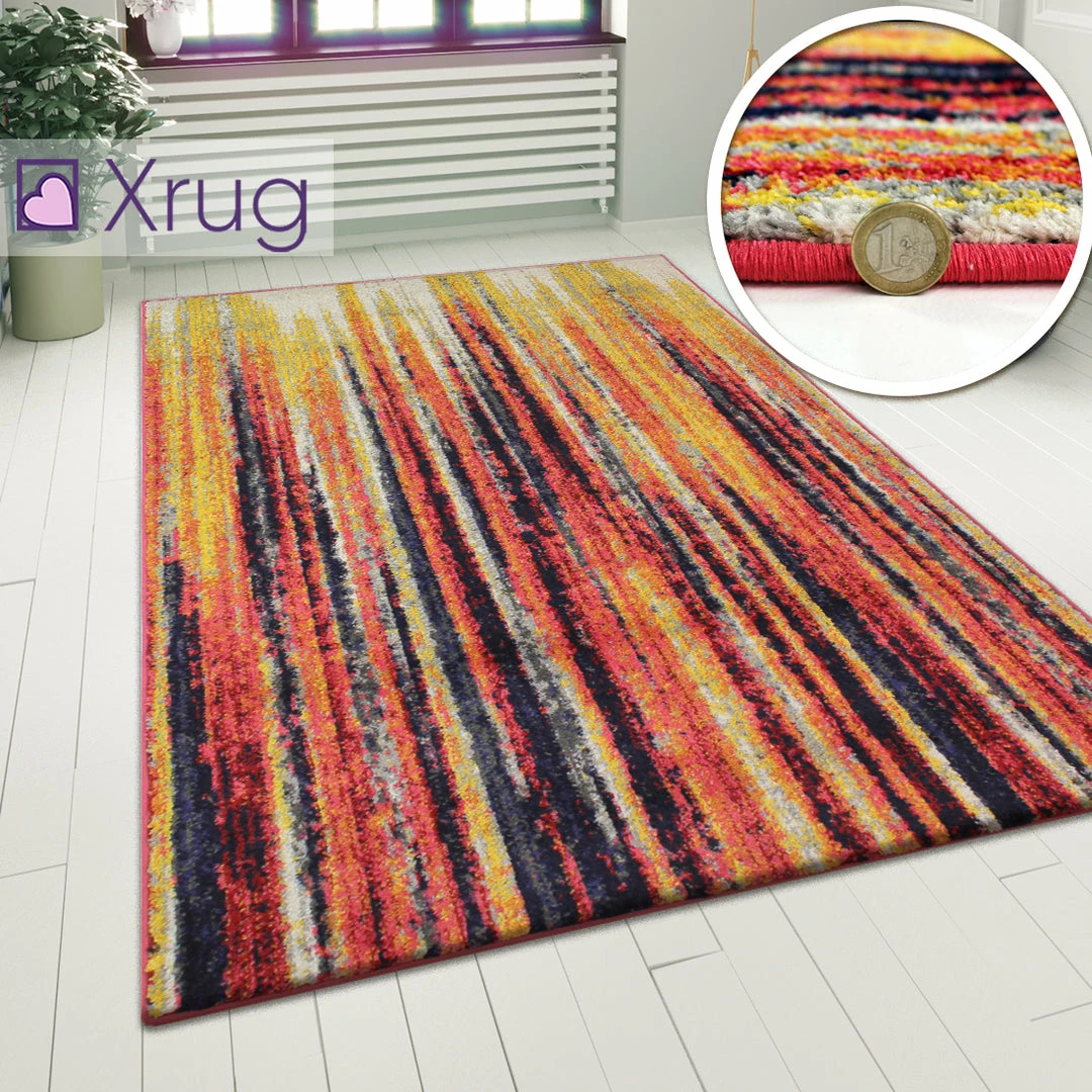 Xrugs Multi Colour Rug Striped Pattern Floor Mat Smal Large Living Room Bedroom Carpet