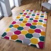 Xrug Multicoloured Geometric Rug 100% Wool Hand Tufted Natural Rugs With Contour Cut Pattern Heavy Thick Area Mat Living Room Bedroom Modern