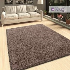 Xrugs Modern Shaggy Rug Mocca (Brown Beige) 50mm Long Pile Extra Large Small Deep Pile Rugs For Living Room Bedroom Circle Round