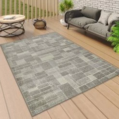 Xrugs Outdoor Garden Rug Soft Grey Geometric Large Medium Small Sizes Outdoor Rugs