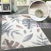 Xrugs Modern Floral Rug Ivory Grey Cream Pink Low Pile Woven Carpet Bedroom Floor Mat