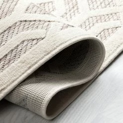 Xrugs Beige Cream Rug Trellis Pattern Geometric Flat Weave Large Small Runner Round Circle Carpet Mat