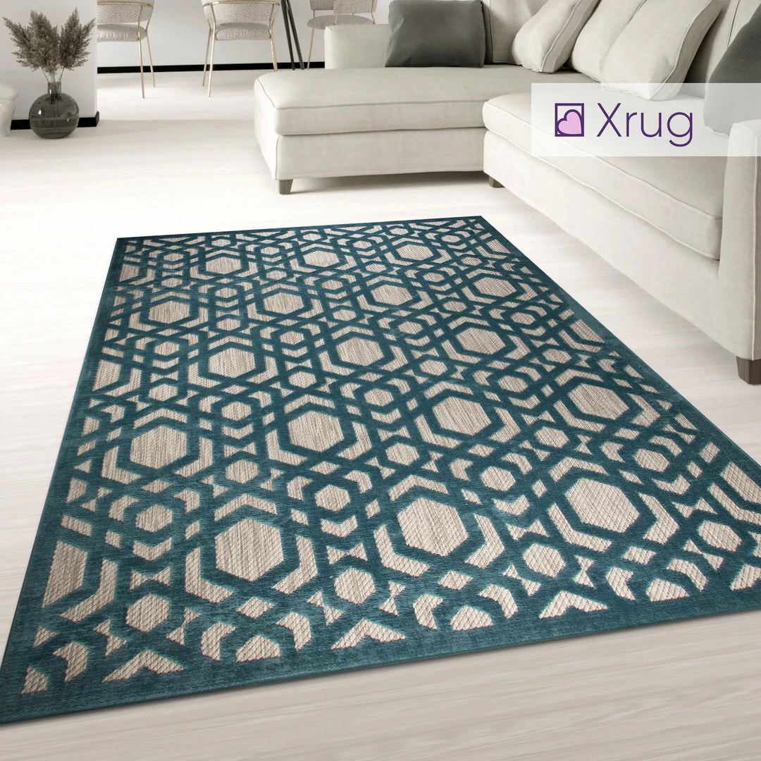 Xrugs Modern Teal Rug Blue Beige Carpet Large Small Runner Round Flat Weave Trellis Room Mat 1 Xrugs Modern Teal Rug Blue Beige Carpet Large Small Runner Round Flat Weave Trellis Room Mat