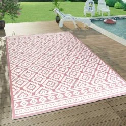 Xrug Outdoor Rug Pink White Decking Patio Garden SOFT Diamond Mat Large Small Carpet
