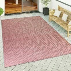 Xrug Outdoor Rug Pink Large XL Small Patio Garden Decking SOFT Zig Zag Geometric Mat