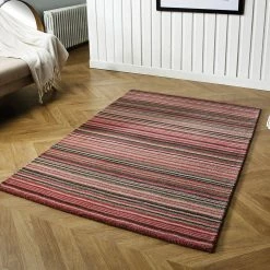 Xrug Wool Rug Handmade Pink Modern Striped Living Room Bedroom Carpet Thick Mat Runner New