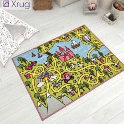 Xrug Kids Rug Girls Fairy Princess NON SLIP MACHINE WASHABLE Nursery Play Mat For Girls Bedroom Playroom 100x130cm