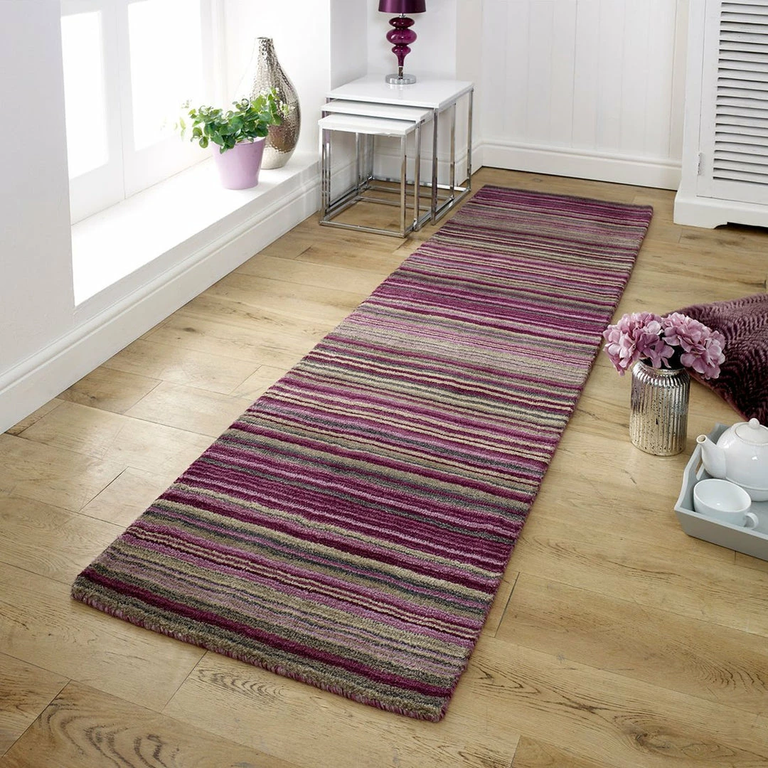 Xrug Wool Rug Handmade Purple Modern Striped Living Room Bedroom Carpet Thick Mat Runner New 4 Xrug Wool Rug Handmade Purple Modern Striped Living Room Bedroom Carpet Thick Mat Runner New