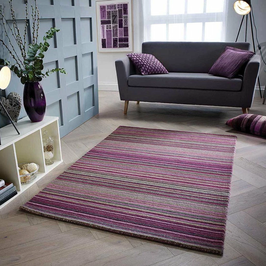 Xrug Wool Rug Handmade Purple Modern Striped Living Room Bedroom Carpet Thick Mat Runner New 1 Xrug Wool Rug Handmade Purple Modern Striped Living Room Bedroom Carpet Thick Mat Runner New