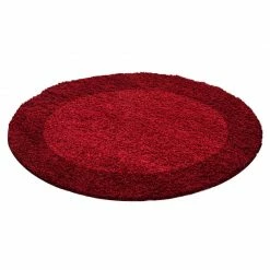 Xrugs Red Rug Modern Border Design Fluffy Shaggy Floor Mat High Pile Room Hall Carpets