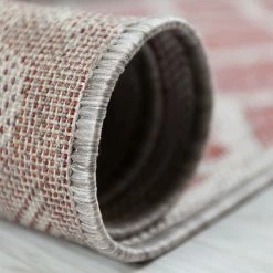 Xrugs Red And Beige Rug Flat Woven Outdoor Garden Carpet Hard Wearing Floor Runner Mat