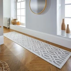 Xrugs Beige Cream Rug Trellis Pattern Geometric Flat Weave Large Small Runner Round Circle Carpet Mat