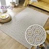 Xrugs Natural Cotton Rug Brown Cream Ochre Yellow Geometric Pattern Washable Carpet Floor Mat