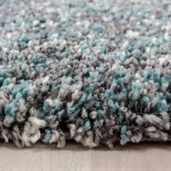 Xrugs Shaggy Rug Grey Blue High Pile Modern Carpet Small X Large Bedroom Hallway Mat